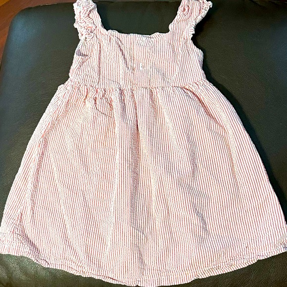 Toddler seersucker summer dress red white striped sizetagmissing readdescription - Picture 8 of 12